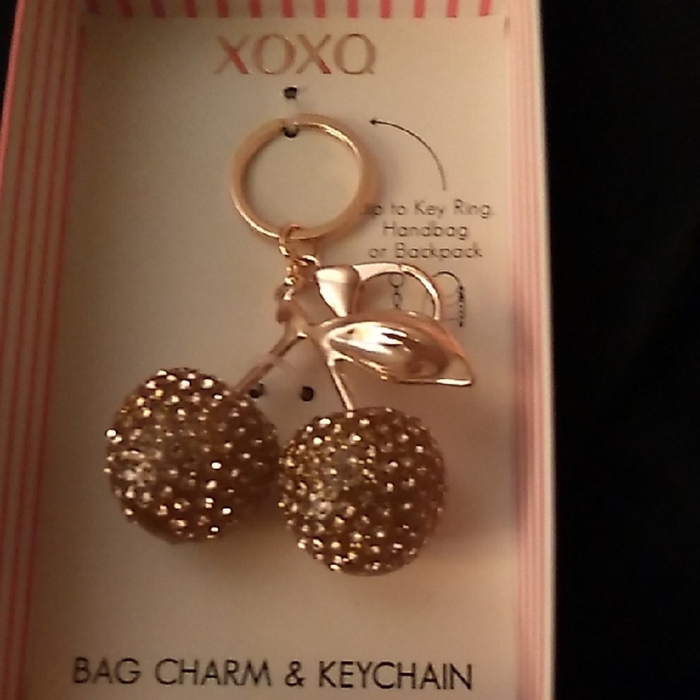 XOXO Gold Cherry Bag Charm & Keychain